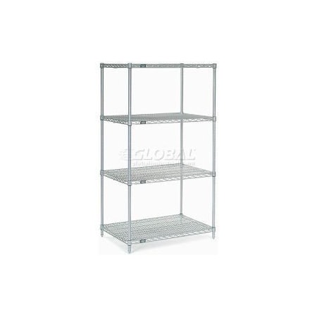 Global Equipment Nexelate Silver Epoxy Wire Shelving Starter 36"W x 36"D x 63"H 36366EP